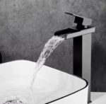 Siyah Çanak Lavabo Bataryası Havza Model Uzun/yüksek Lavabo Musluğu Çift Girişli Armatür