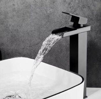 Siyah Çanak Lavabo Bataryası Havza Model Uzun/yüksek Lavabo Musluğu Çift Girişli Armatür