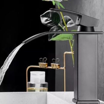 Siyah Lavabo Bataryası Oval Çıkış Havza Model Yüksek Kalite Lavabo Musluğu Çiftgirişli Armatür