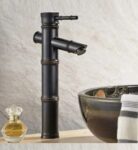 Bambu Model Rustik Siyah Antik Lavabo Bataryası Banyo Çanak Musluk Mat Siyah Lavabo Armatür Otantik