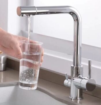 Krom Arıtmalı Mutfak Evye Bataryası 3 Yollu L Boru Lüx Su Tasaruflu Musluk Garantili