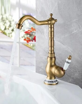 Rustik Antik Evye Bataryası Mutfak Musluğu Eskitme Bakır Osmanlı Lavabo Çanak Armatür Otantik Bakır