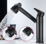 Siyah Lavabo Bataryası Çok Fonksiyonlu 360 Derece Dönerli Lavabo Musluk Çok Modlu Çift Giriş Armatür