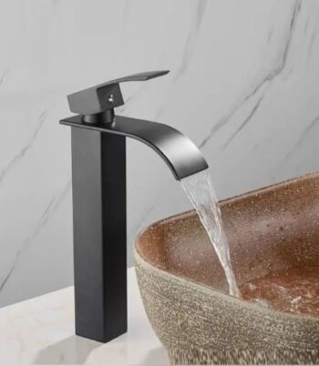 Siyah Çanak Lavabo Bataryası Oval Çıkış Havza Model Uzun/yüksek Lavabo Musluğu Çift Girişli