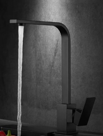 Siyah Kare Kuğu Mutfak Bataryası 360 Derece Döner Borulu