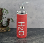 Tohana H20 Peluş Kılıflı Kırmızı Renk Cam Matara 1000 ml