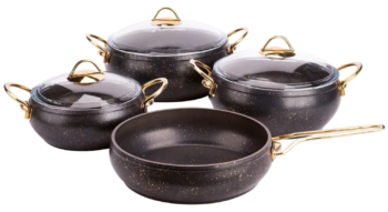 Özkent K-540 Granit Güveç 7 Parça Tencere Seti - Siyah