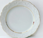 Porland Porselen Parlak Altın Yaldızlı 2 File Düz Servis Tabağı 25 Cm - 6 Adet