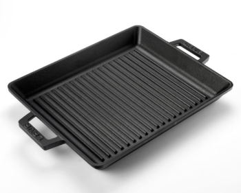 Lava Döküm Dikdörtgen Izgara Tavası Döküm Demir Yekpare Çift Kulplu Ölçü 26x32 Cm - Siyah