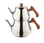 Özkent K-346 Piramit Orta Boy Ahşap Kulplu Çaydanlık