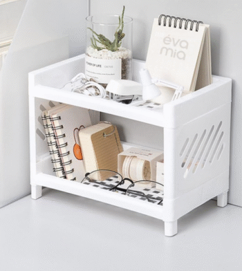 Miraçer Eva Mia 2 Adet 2 Katlı Masaüstü Takı,Kırtasiye,Makyaj Organizeri Rafı